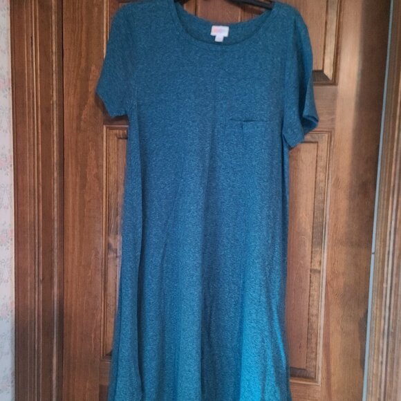 LULAROE HIGH LOWSHORT SLEEVE SIMPLY COMFORT PULLOVER W/ POCKET BLUE SHADE SIZE L - Picture 1 of 7